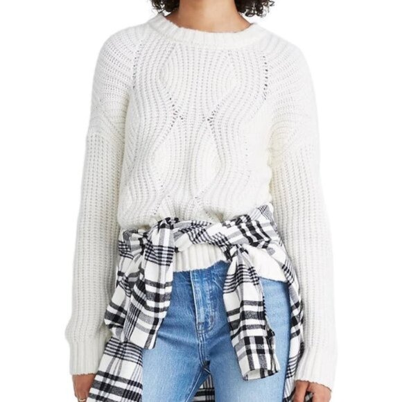 Plus Size W' Madewell Everett Cable Knit Sweater - Picture 1 of 2